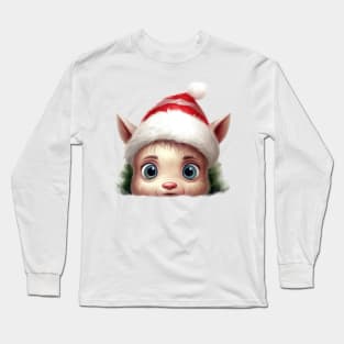 Christmas Peeking Baby Unicorn Long Sleeve T-Shirt